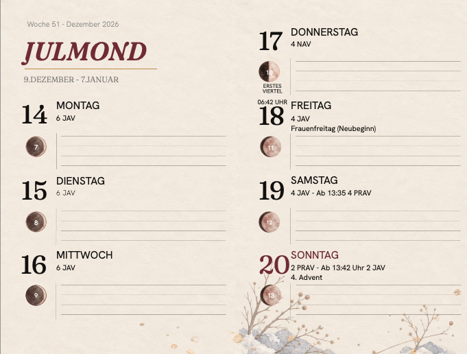 Wochen-Doppelseite Julmond